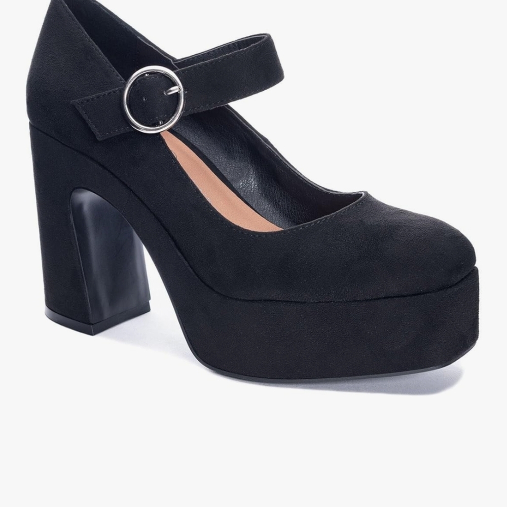 Chinese Laundry Black Platform Maryjane Pollyanne Shoes with Chunky Heel